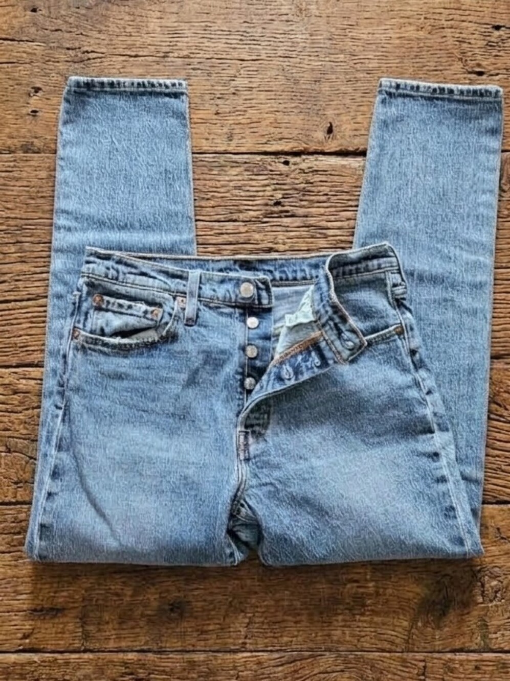 Levi’s 501 Skinny Jeans High Rise Light Wash Distressed W29 L28 - Womens